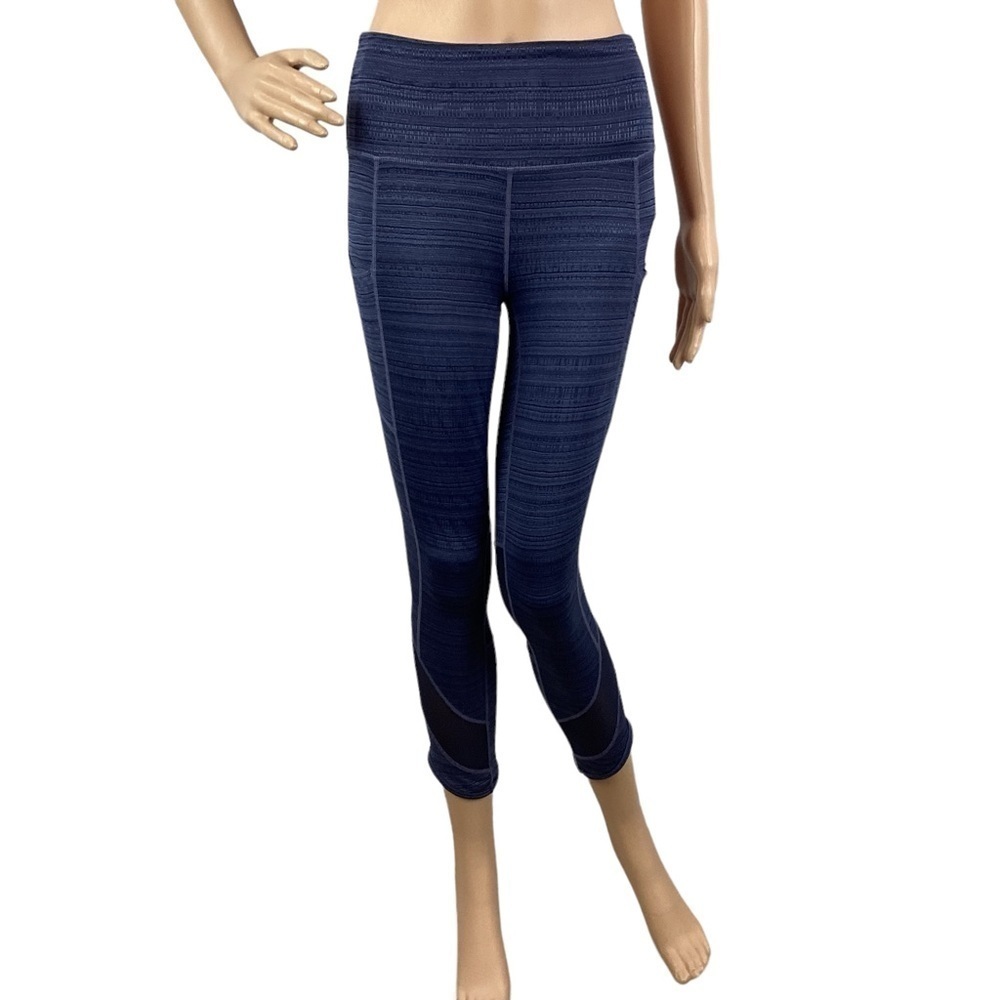 Athleta High Rise Jacquard Mesh Chat to Town Capri Leggings Size XXS Blue